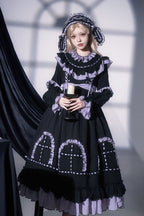 Twin Lilian - Round Collar Long Sleeves Double-Layered Ruffled Bow Lace-Up Gothic Lolita Dress - image 7