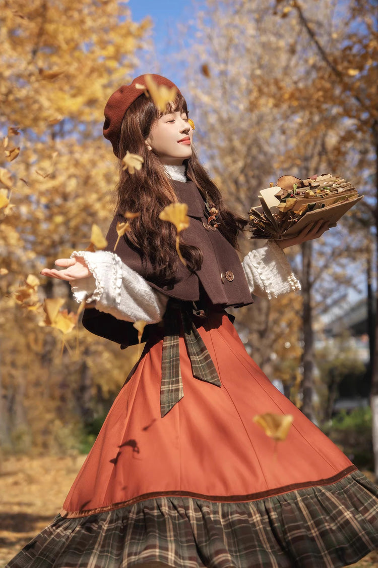 Autumn Chronicles - Sweet Lolita JSK Dress in Red & Green - image 6