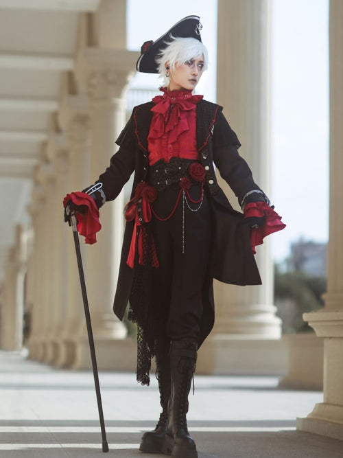 Black Ouji Fashion Lolita Pants with Separate Corset Belt - image 2
