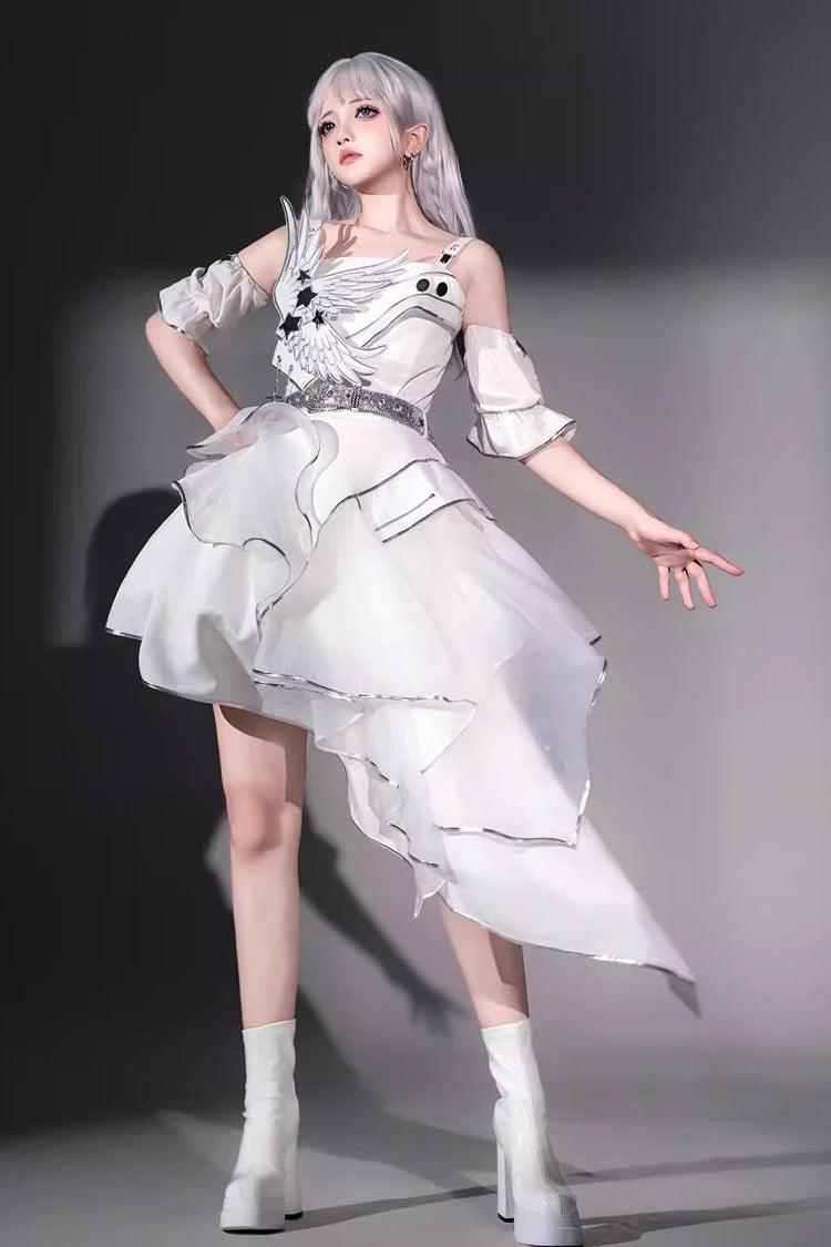 Silver Wings - Futuristic Punk Lolita JSK Dress Set - image 1
