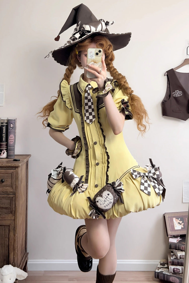 Witch and Paradise - Short Sleeves Ruffle Bowknot Sweet Japanese Halloween Lolita Dress Vest Set - image 15