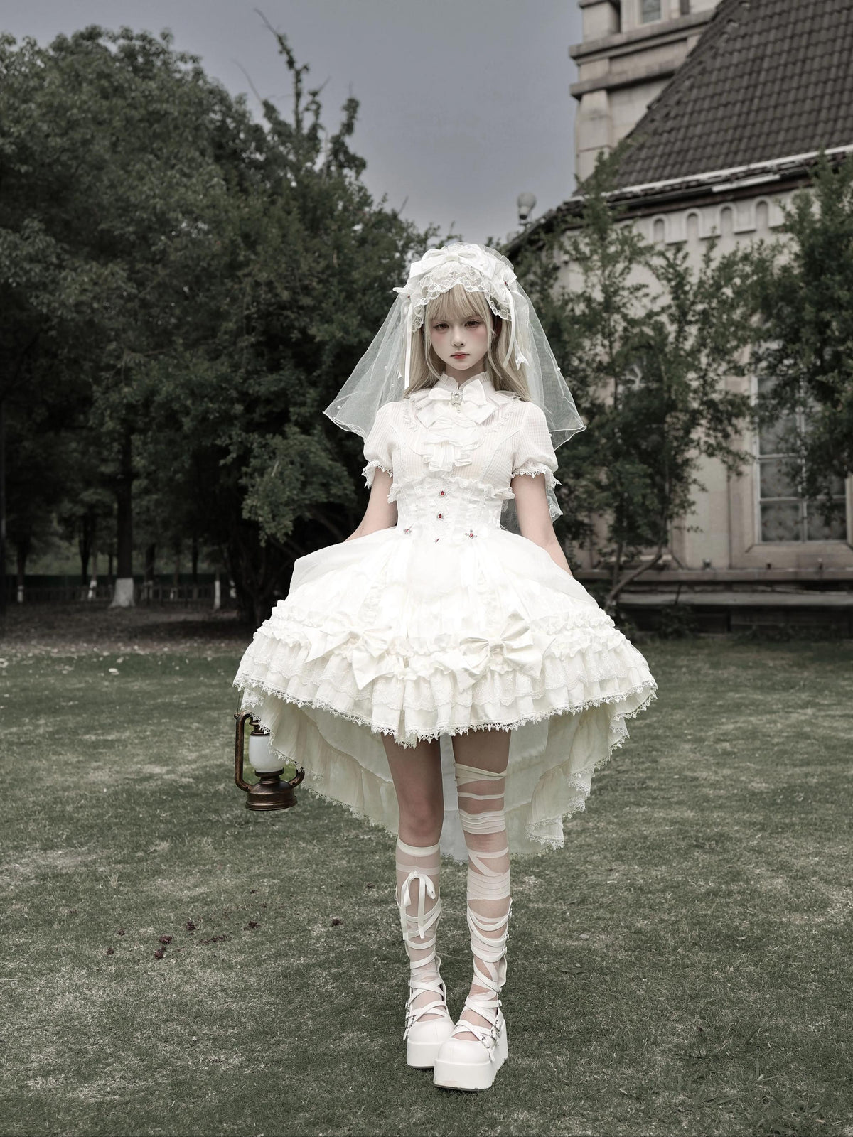 Spider Cross Knot Gothic Lolita Skirt and Blouse Set - image 18