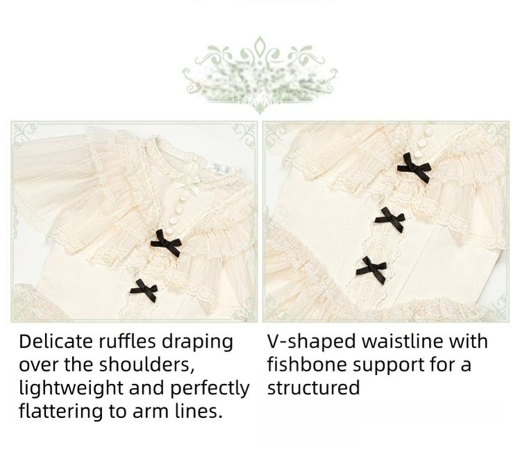 White Mist Promise - Classic Lolita Corset OP Set, Edwardian Collar & Tiered Hem - image 7