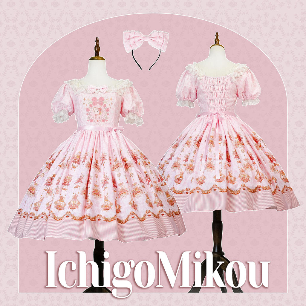 Rose Garden Bunny - Daily Lolita Rose Bunny Printing OP JSK Dress Set - image 20