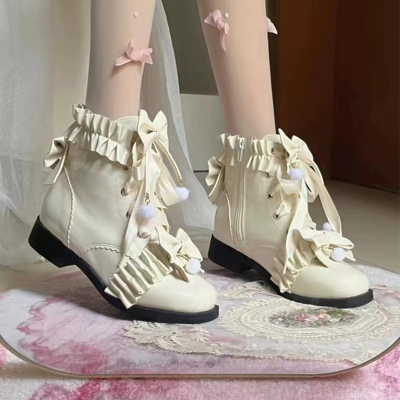 Enthusiastic Ideation - Elegant Lolita Shoes Fleeced Short Martin Boots - image 49