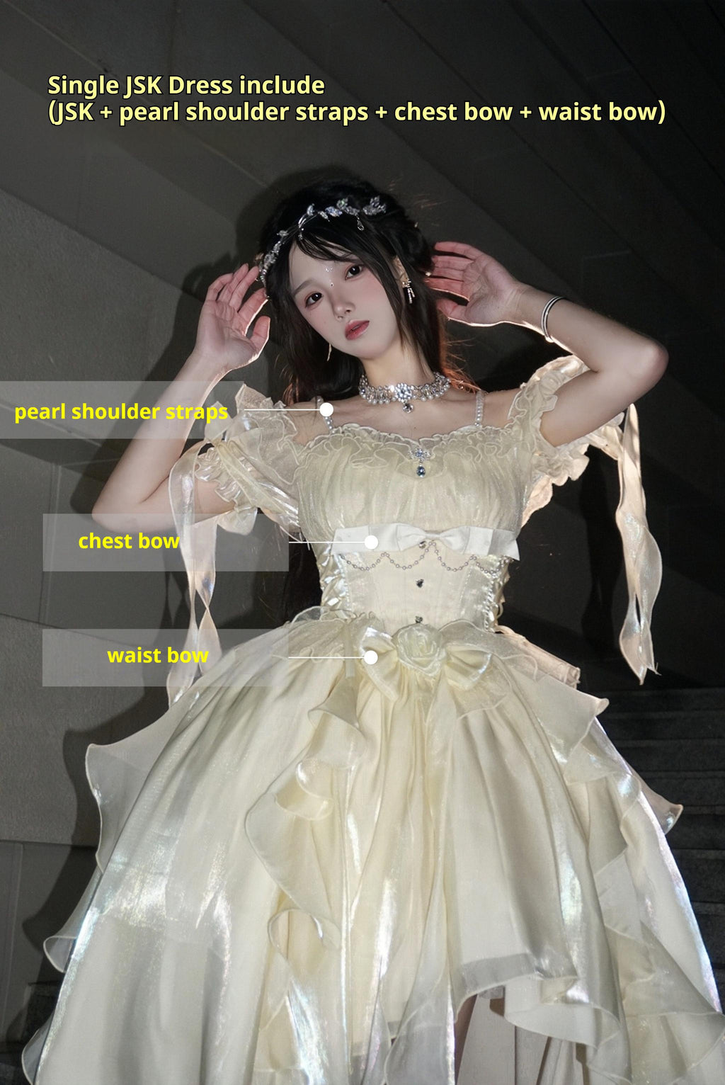Midsummer Dream - Gradient Color Wedding Lolita JSK Dress Set, Fishbone Waist - image 25