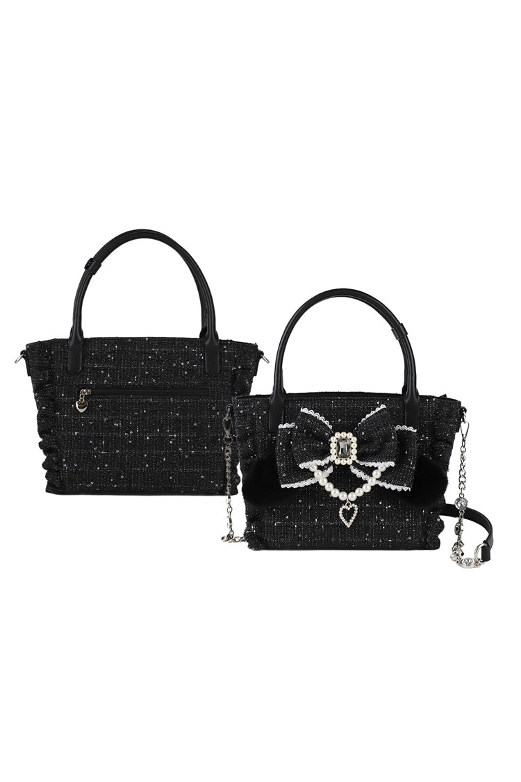 Sweet Ruffle Bowknot Pearl-Chain Lolita Handbag - image 8