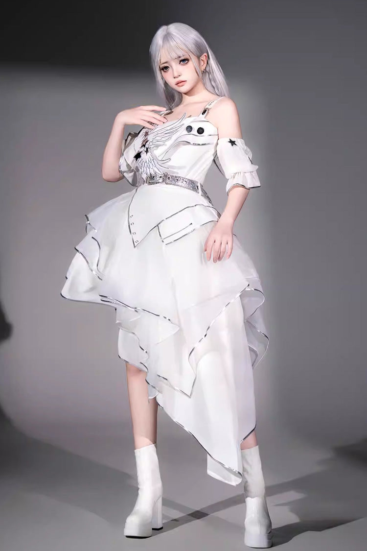 Silver Wings - Futuristic Punk Lolita JSK Dress Set - image 5