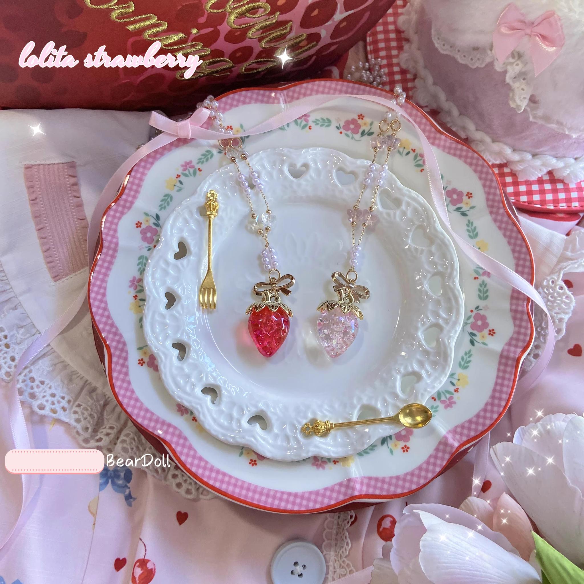 Sweet Lolita Strawberry Charlotte Necklace - image 2