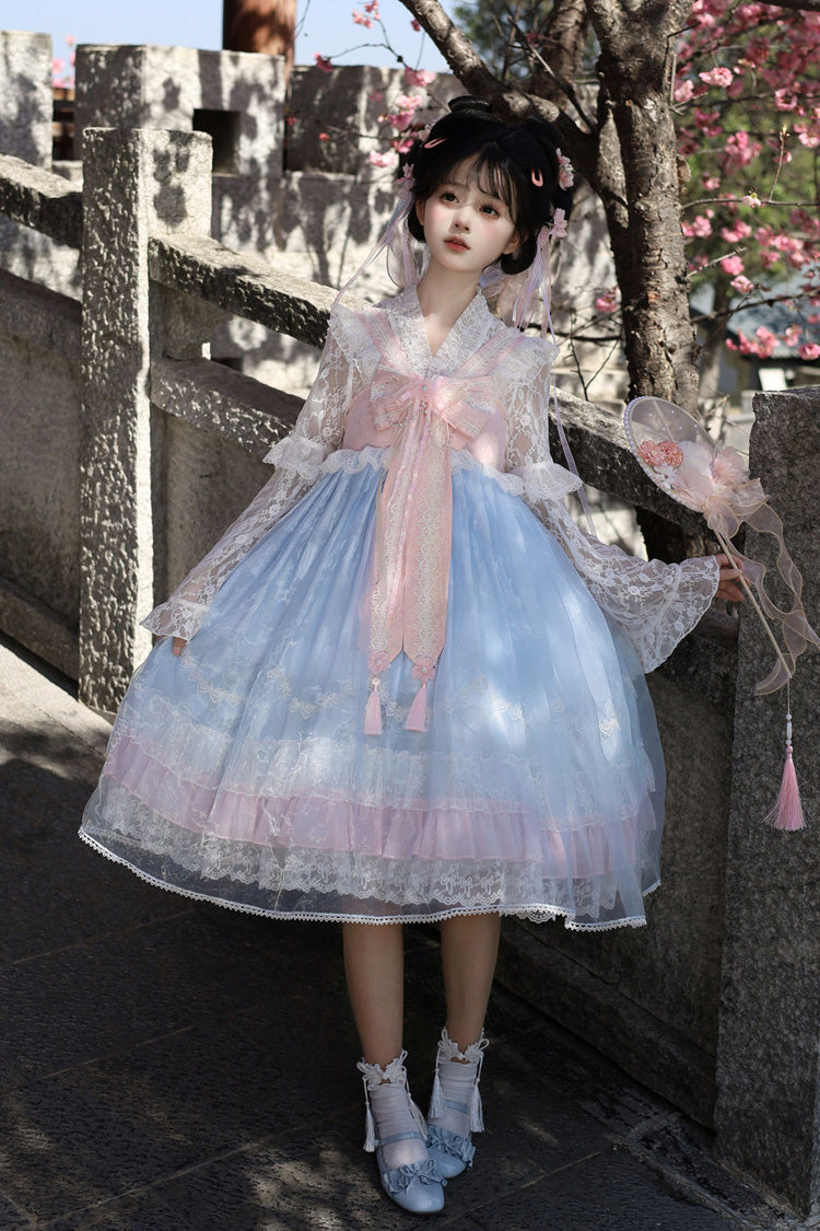 Peach Blossoms in Spring Fields - Qi Lolita JSK Dress in 3 Colors - image 5
