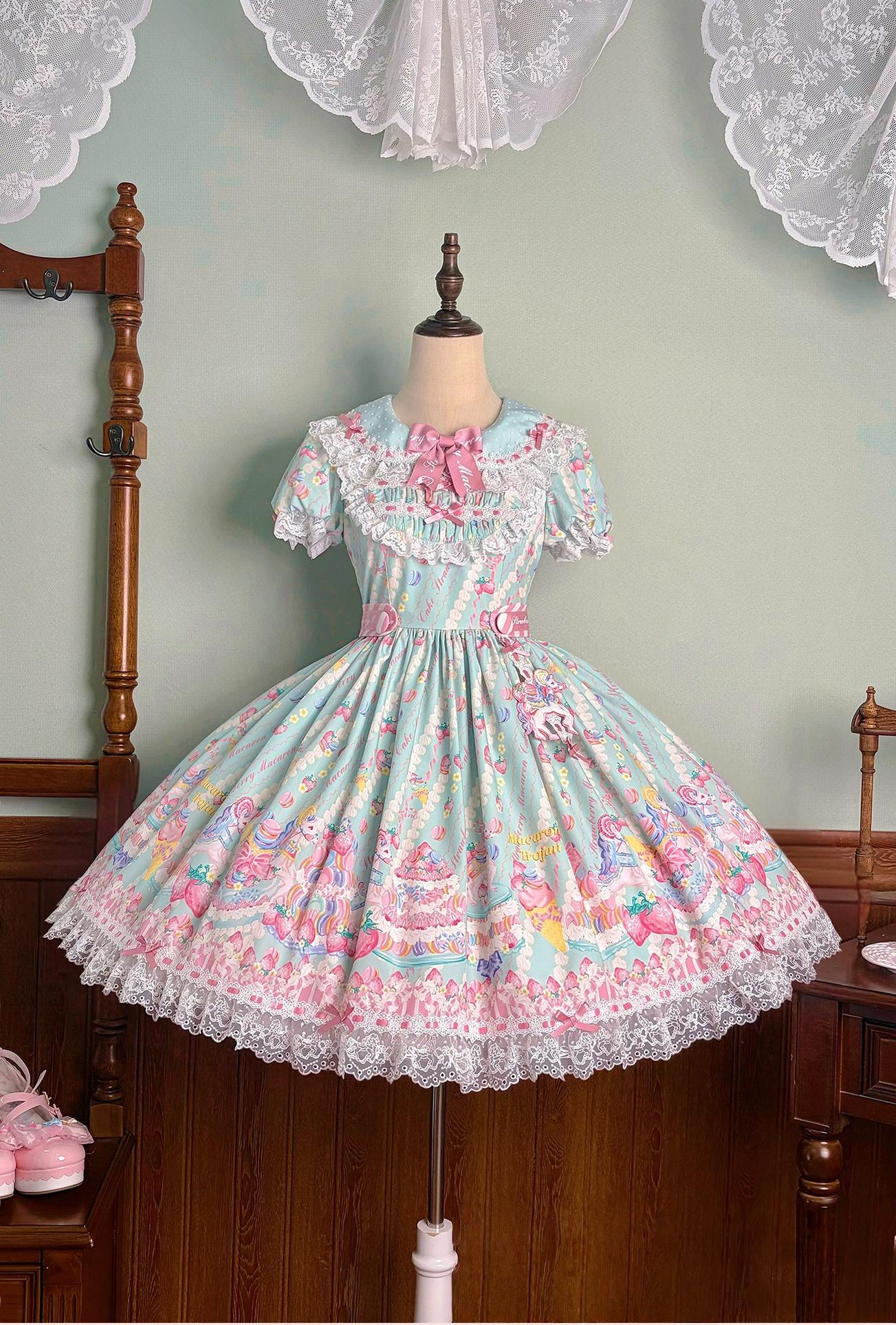 Macaron - Printed Sweet Lolita OP Dress and Old School JSK - image 72