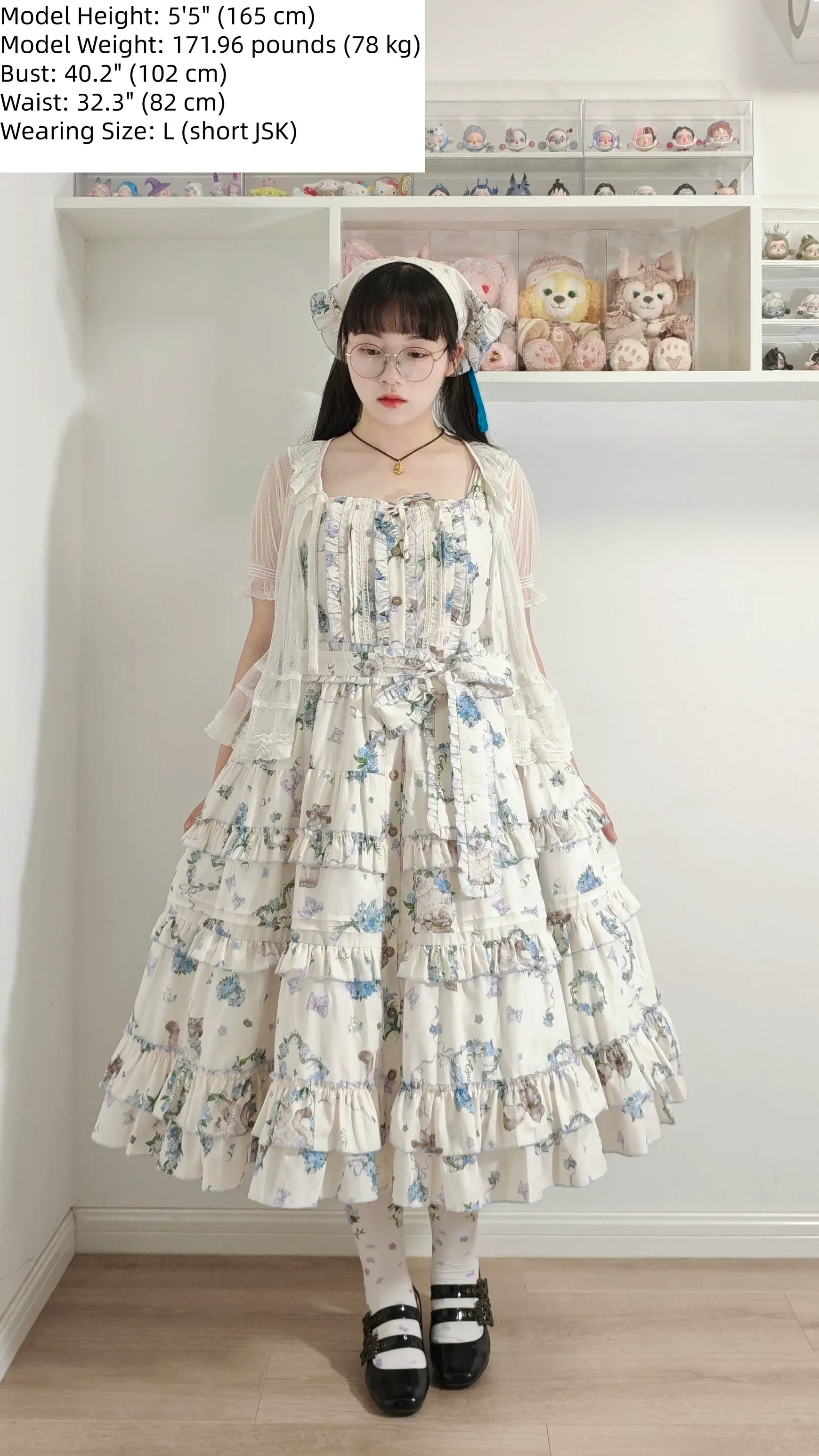 Meow Wreath - Classic Lolita Button Closure JSK Dress, Cat and Wreath Print - image 7