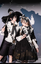 Black and White Sonata - Ouji Lolita Vest Suit and Vintage Lolita OP Dress - image 3