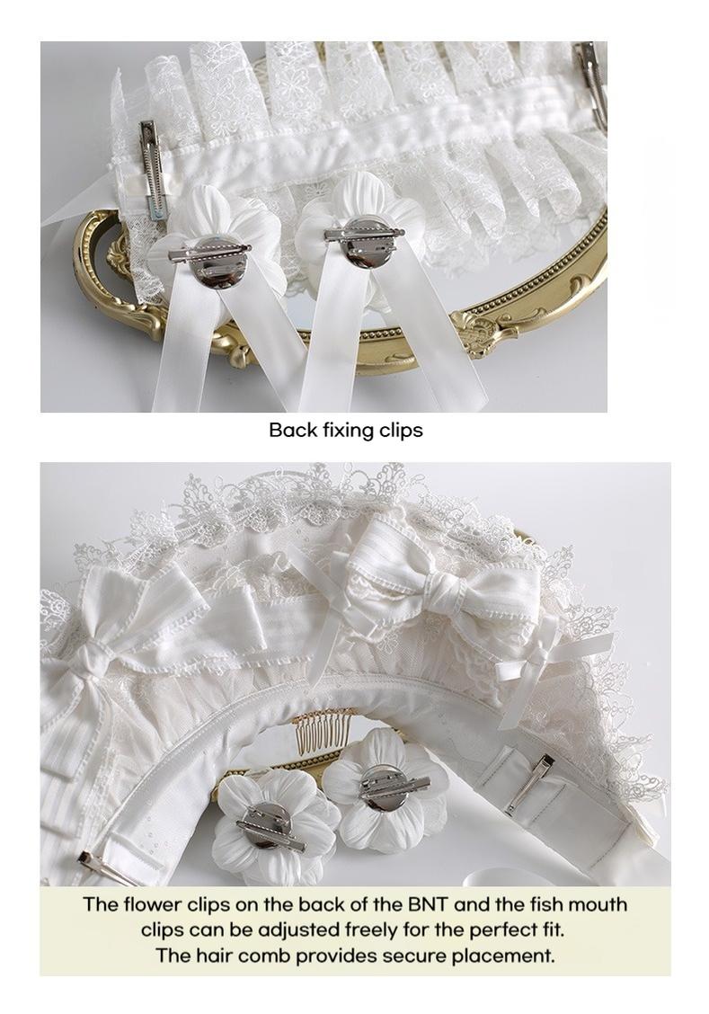 Xiaogui Classic Lolita Pure White Hairband, BNT, Top Hat and Flower Clips - image 13