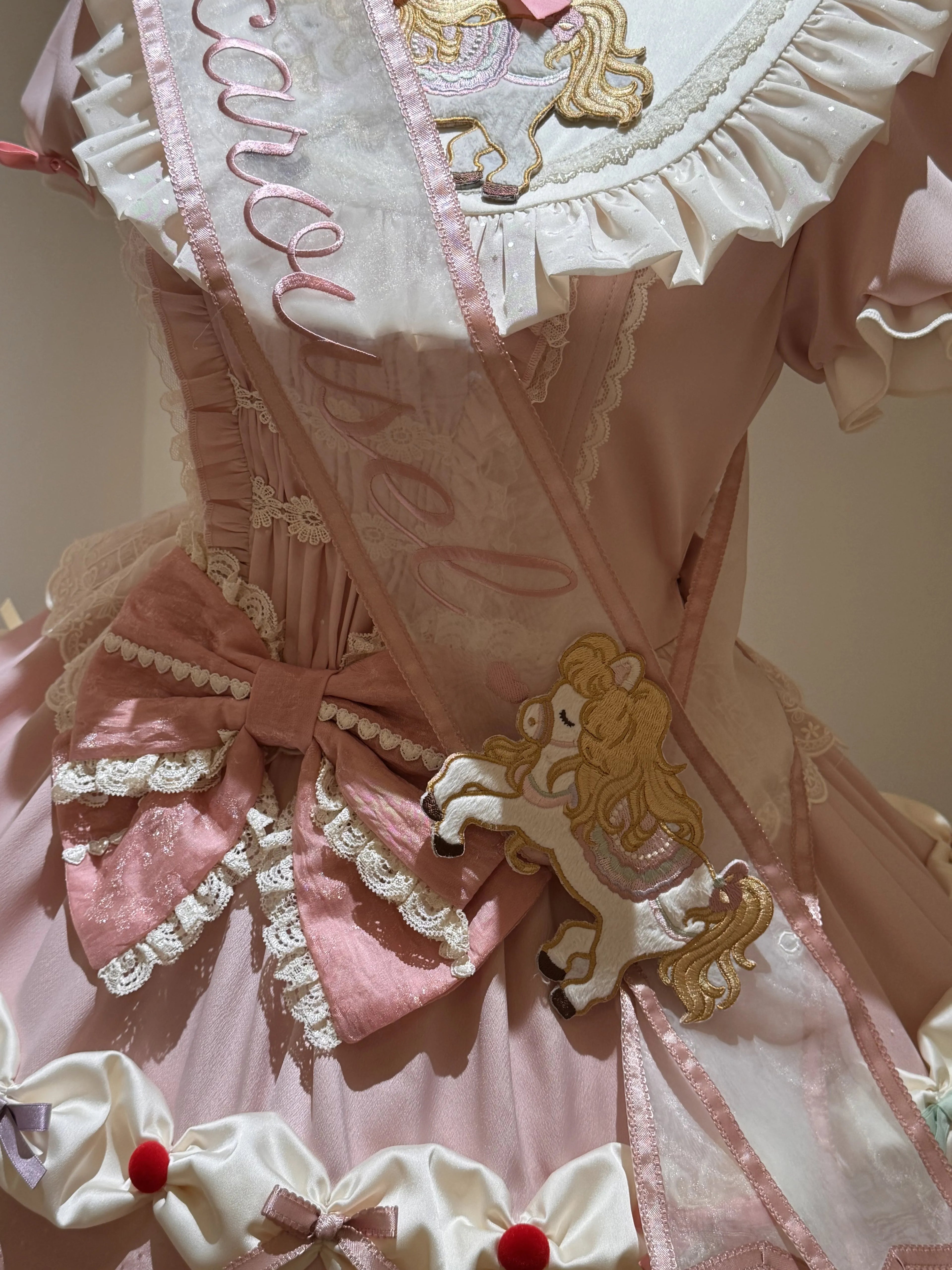 Dream Parade Pink Pony Embroidery Sweet Lolita OP and Skirt Set - image 7