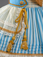 Antique Sailor Bear Blue Stripe Low Waist Lolita OP Dress - image 14