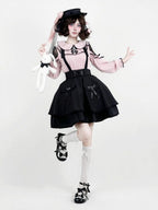 Onyx Bow-Adorned Overlay Skirt with Jirai Styling - AMAHAKAWA - image 7