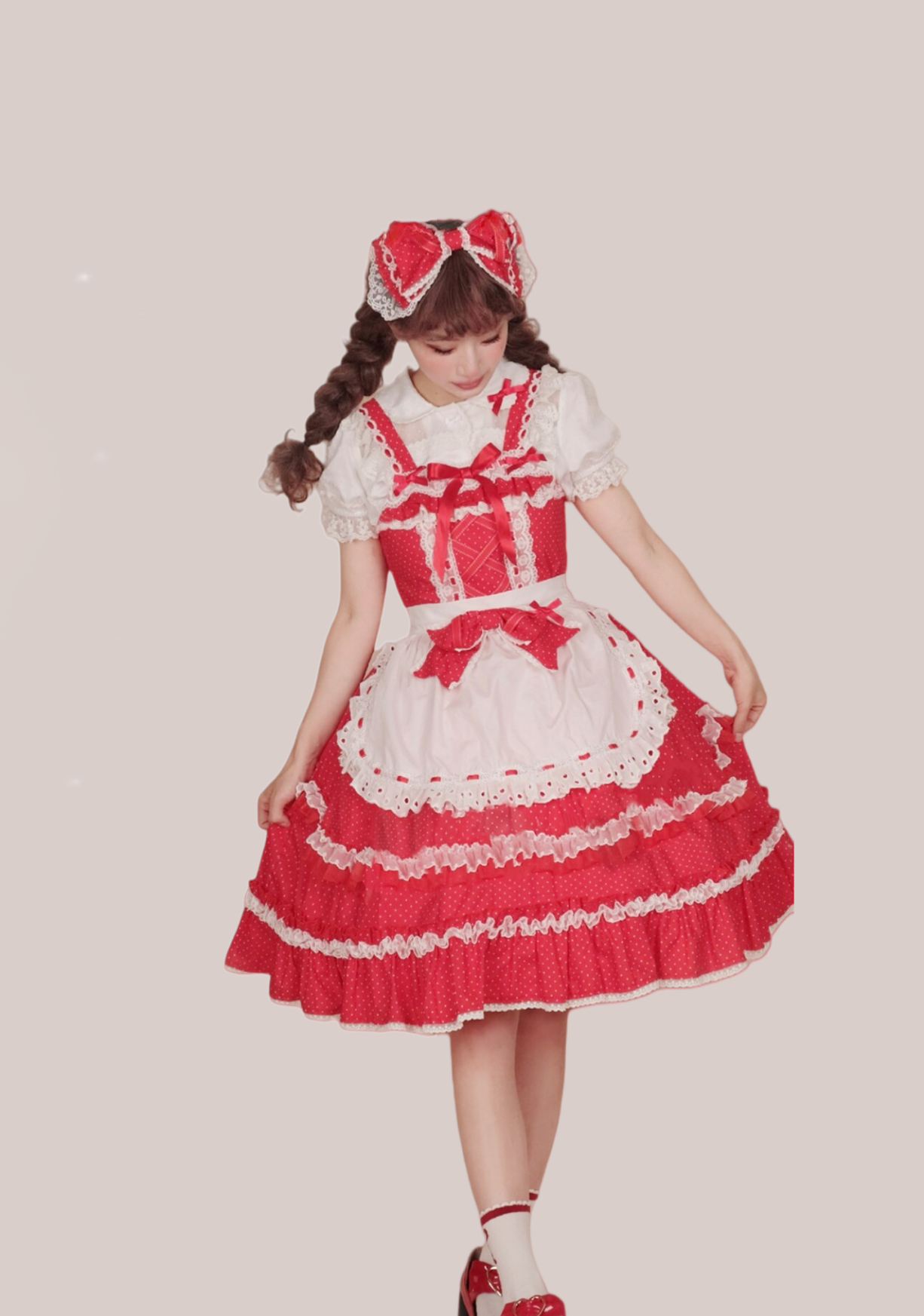 Little Dessert Chef - Old School Lolita JSK Dress, Cream-Like Ruffle and Accessories - image 2