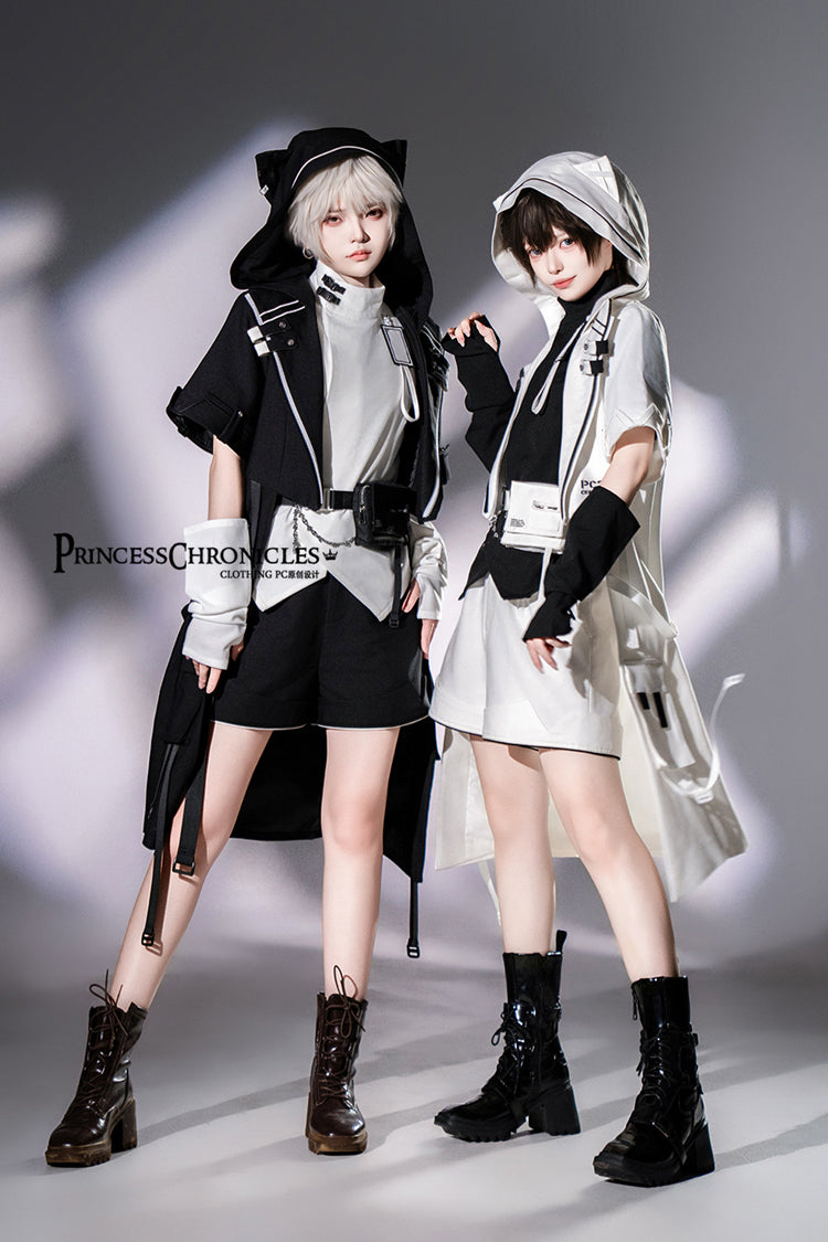 Functional Style Ouji Cat-Ear Long Coat in Black - image 9