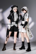 Functional Style Ouji Cat-Ear Long Coat in Black - image 9