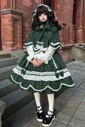 Gingham Petal Bunny - Sweet Lolita OP Dress in Green - image 1