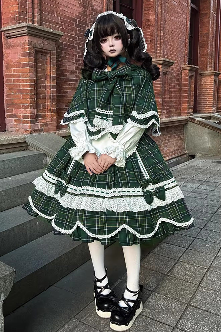 Gingham Petal Bunny - Sweet Lolita OP Dress in Green - image 1