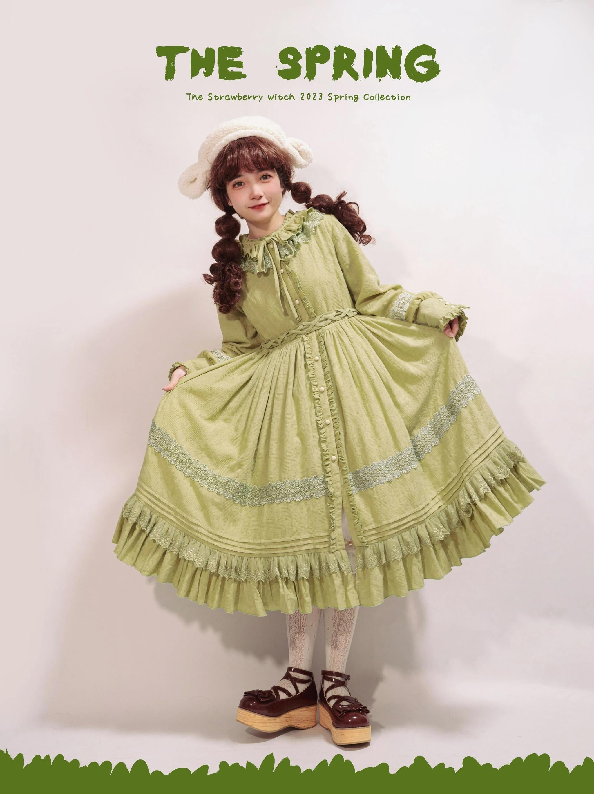 The Spring - Cotton Lolita OP Dress with Long Sleeve - image 1