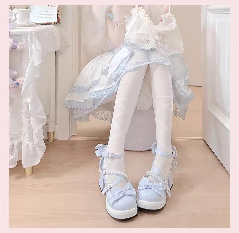 Crush Complex - Sweet Lolita Heel Shoes, Pearls & Bows - image 29