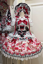Sweet Berry Bunny Bear - Printed Bow Lace Lace-Up Sweet Lolita JSK Dress - image 1