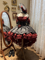 Red Black Gothic Underbust JSK and Off Shoulder Blouse Set - image 2