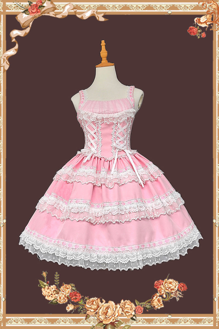 Doll in the Mirror - Square Collar Sleeveless Ruffled Lace-Up Sweet Lolita JSK Dress - image 7