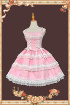 Doll in the Mirror - Square Collar Sleeveless Ruffled Lace-Up Sweet Lolita JSK Dress - image 7
