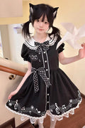 Melody Kitty - Sweet Lolita Short-Sleeve OP Dress in Black - image 1