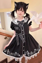 Melody Kitty - Sweet Lolita Short-Sleeve OP Dress in Black - image 1