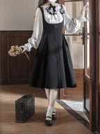 Vintage Black and White Classic Lolita Dress with Detachable Cape - image 2