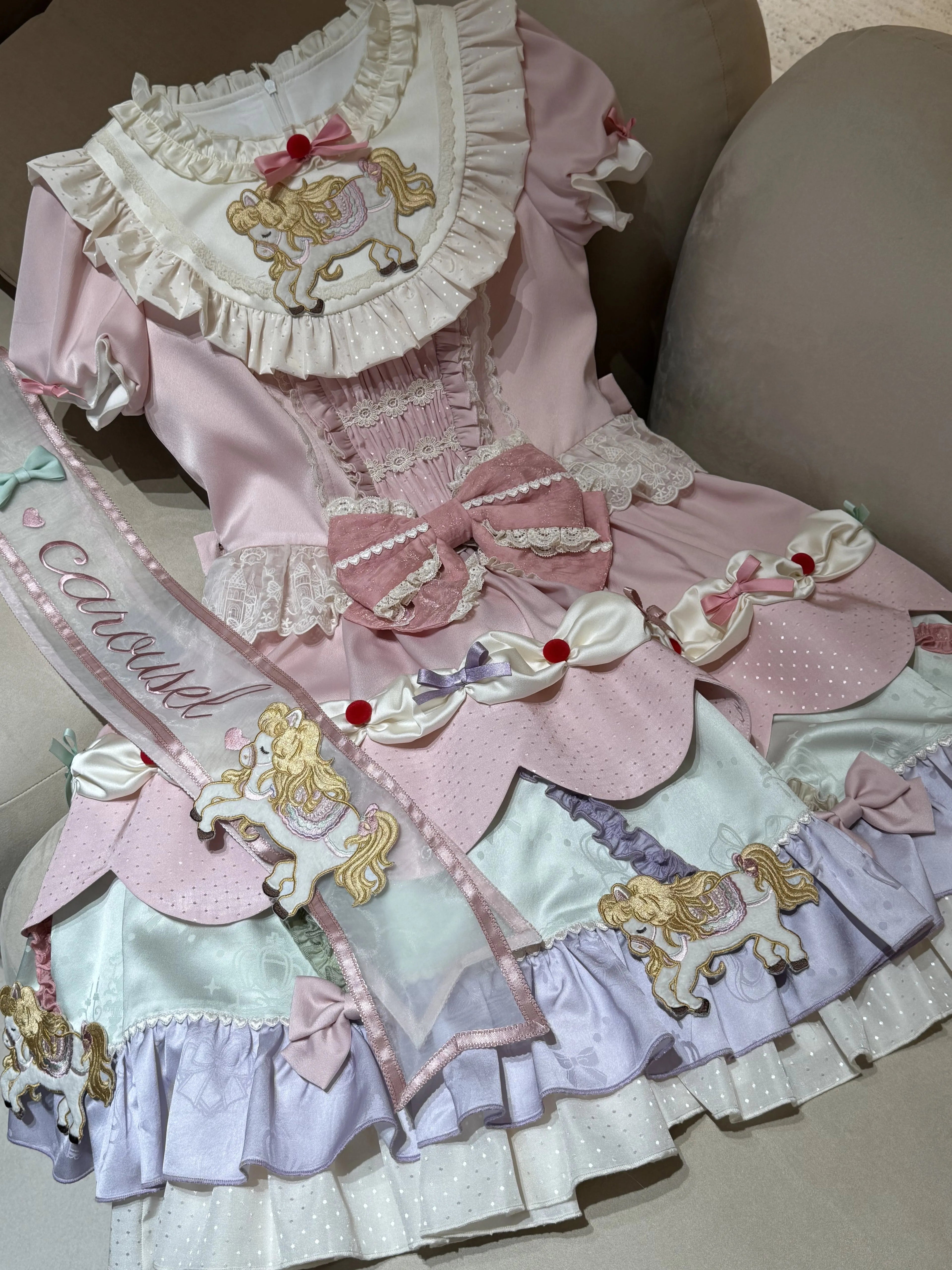 Dream Parade Pink Pony Embroidery Sweet Lolita OP and Skirt Set - image 5
