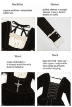 Apocalypse - Gothic Lolita Velvet OP Dress Set, Fishbone Waist - image 28