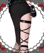 Gothic Fishnet Calf and Thigh-High Sock Garter Set - image 4