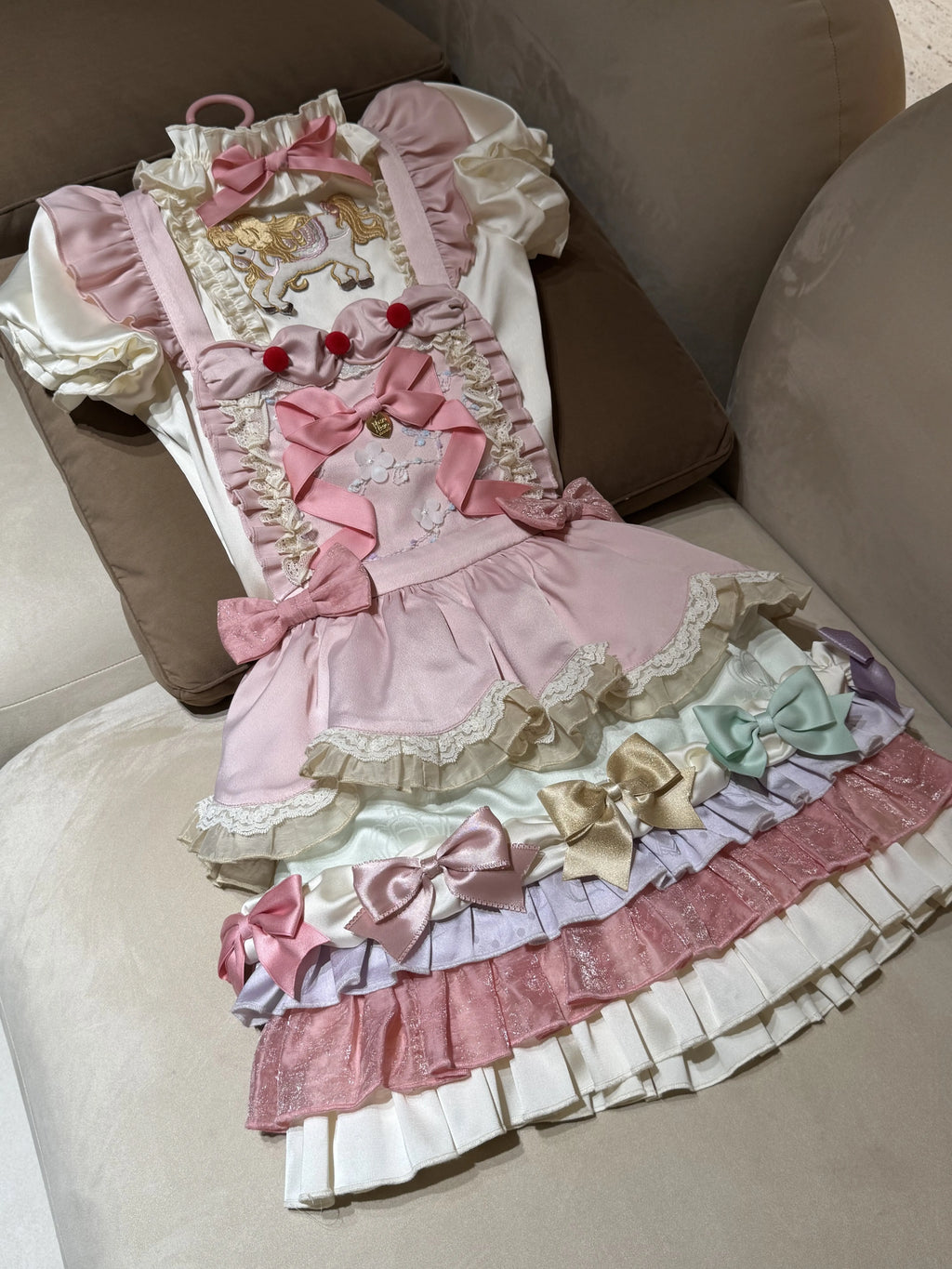 Dream Parade Pink Pony Embroidery Sweet Lolita OP and Skirt Set - image 6
