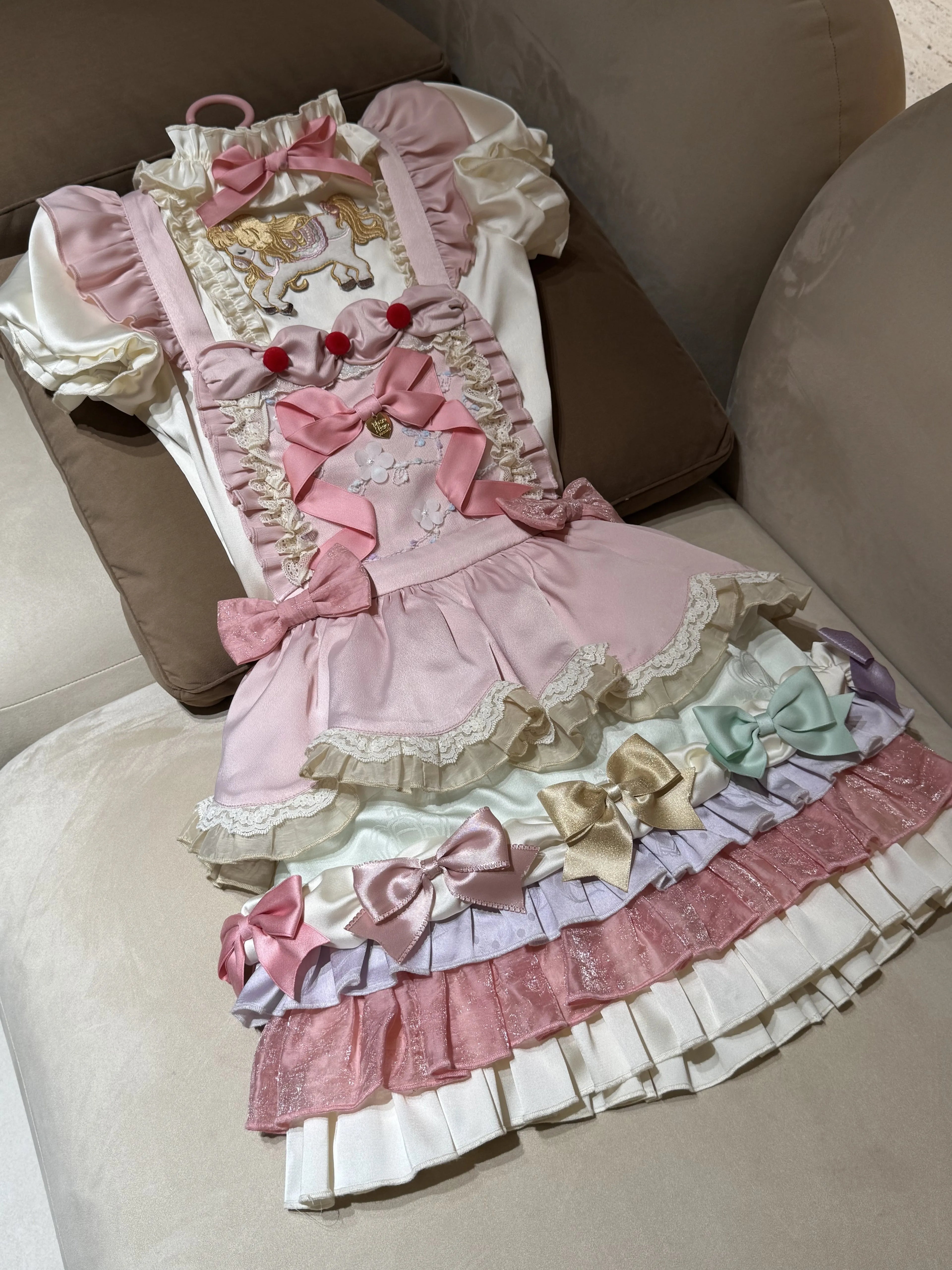 Dream Parade Pink Pony Embroidery Sweet Lolita OP and Skirt Set - image 6