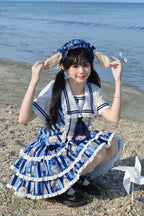 Glory of the Dog - Sweet Lolita Navy-Collar OP Dress in 2 Blues - image 8