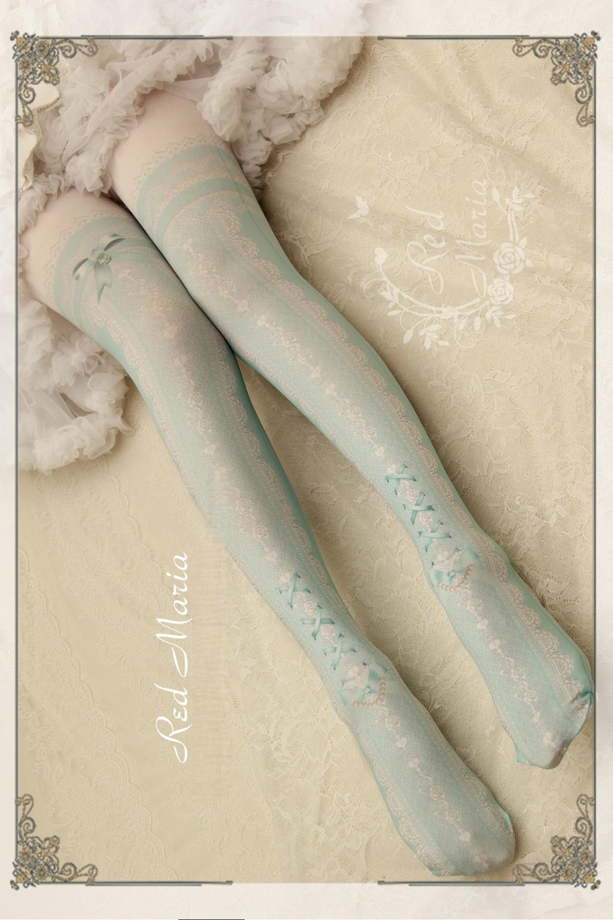 Lace Printed Bow 80D Lolita Tights Multicolors - image 9