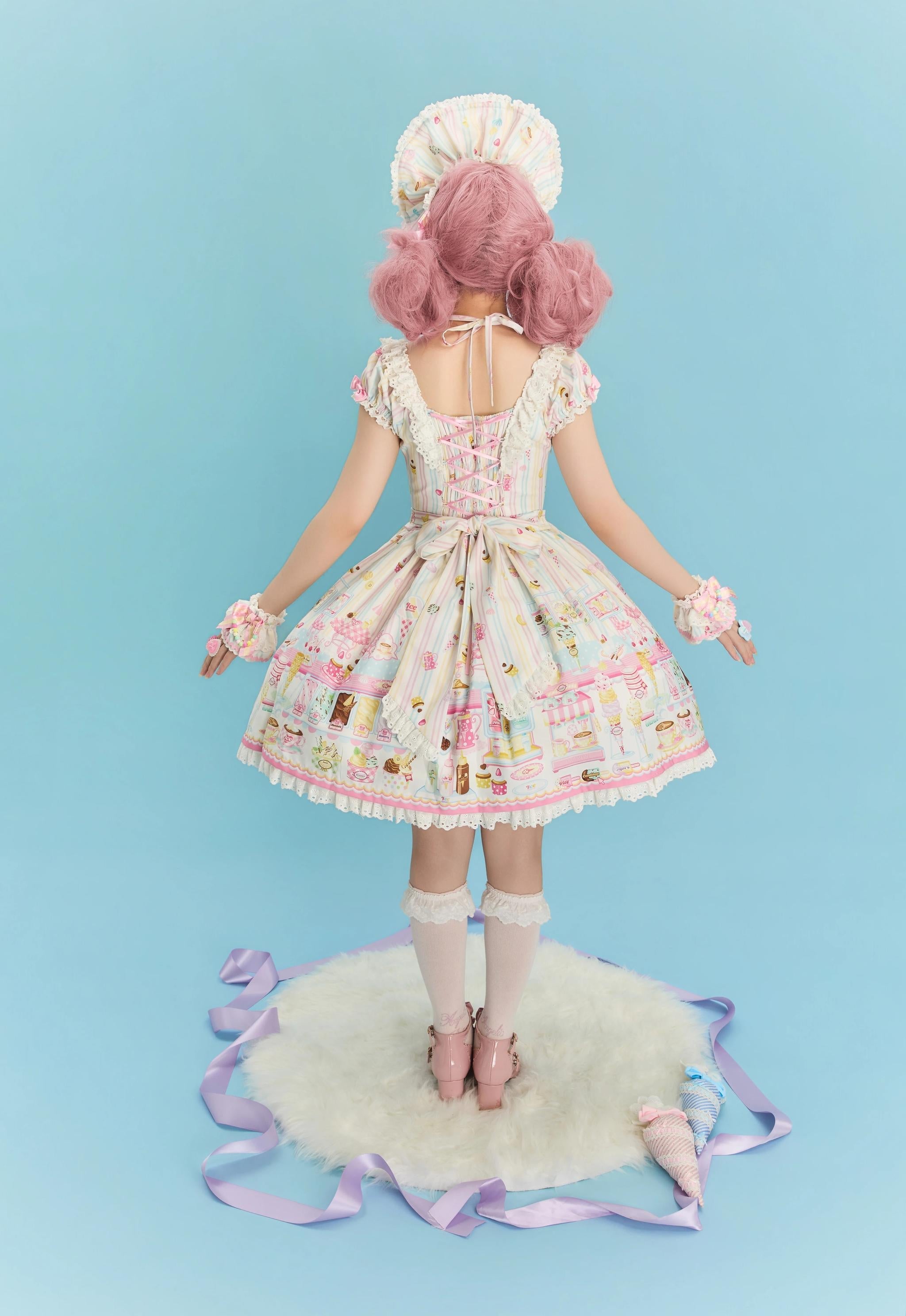 Summer Ice Cream Tale - Old School Lolita Ice Cream Printed OP & JSK Dress - image 2