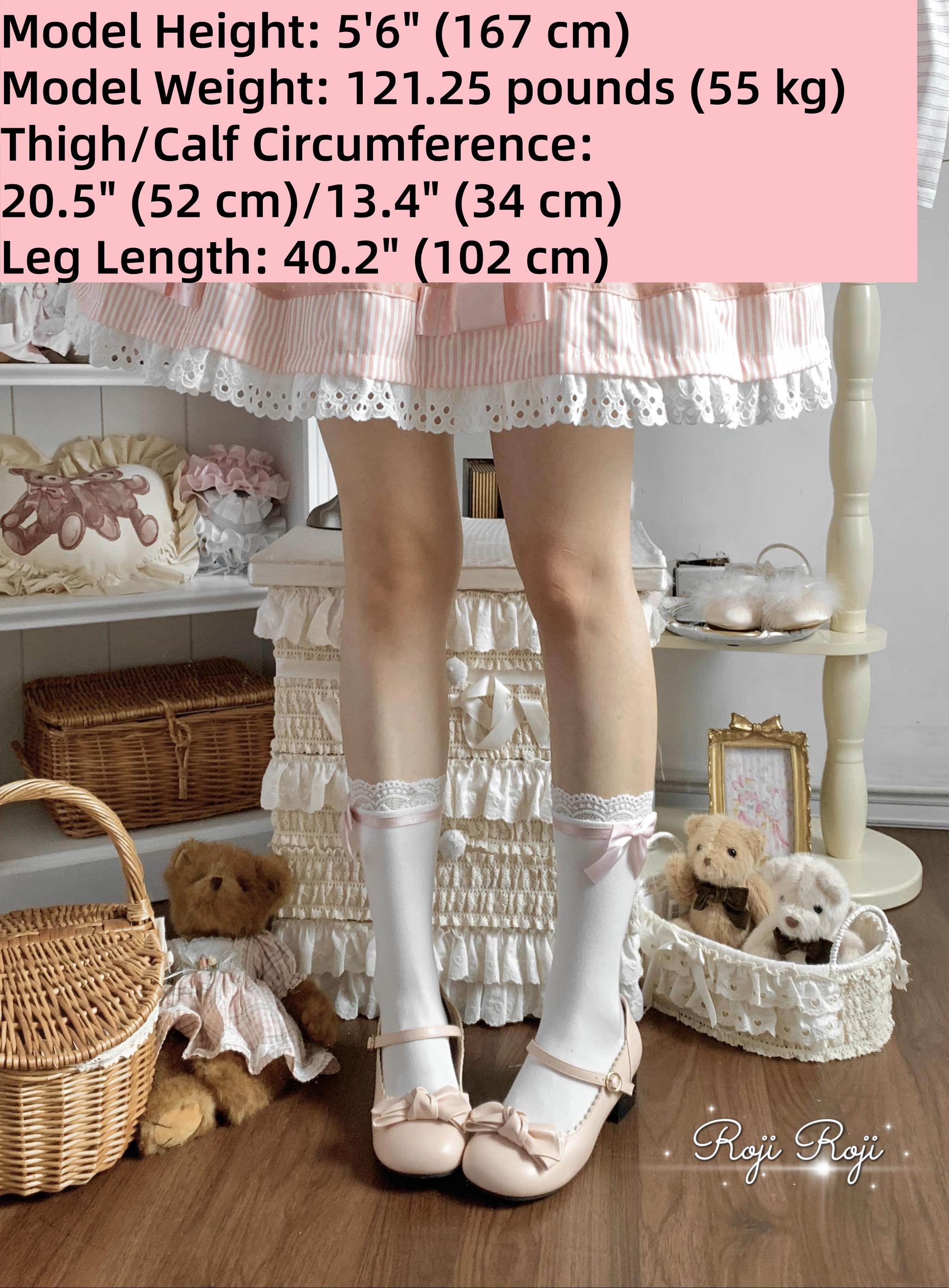 Sweet Lolita Socks With Lace & Bow Details - image 5