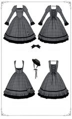 Yesterday's Epistle - Winter Classic Lolita Plaid Dress Set, Fishbone Waist - image 28