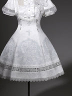 White Lily Embroidery Lace Gothic Lolita Dress - image 7