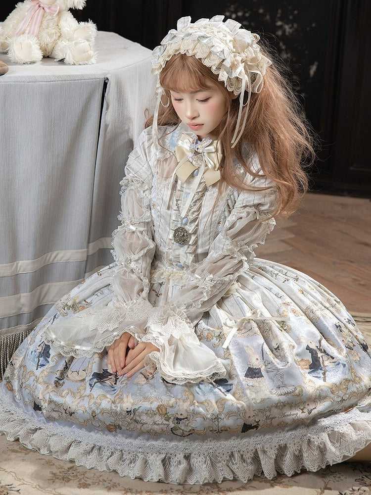 Rabbit Print OP with Detachable Striped Sleeves - image 3