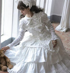 Cotton Gothic Lolita Long JSK, Drawn-up Hem - image 84