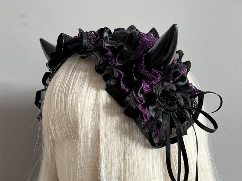Gothic Devil Horn Lolita KC Hairband, Custom Colors - image 9