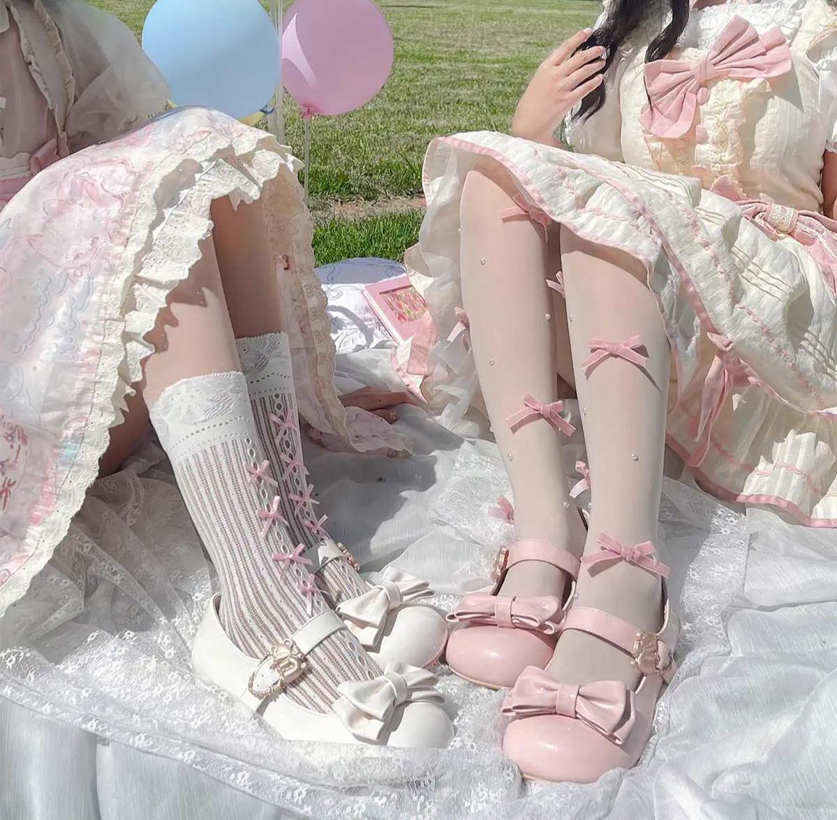 Hug Bear - Sweet Lolita Heel Shoes Bear Metal Buckle Bow Shoes - image 7